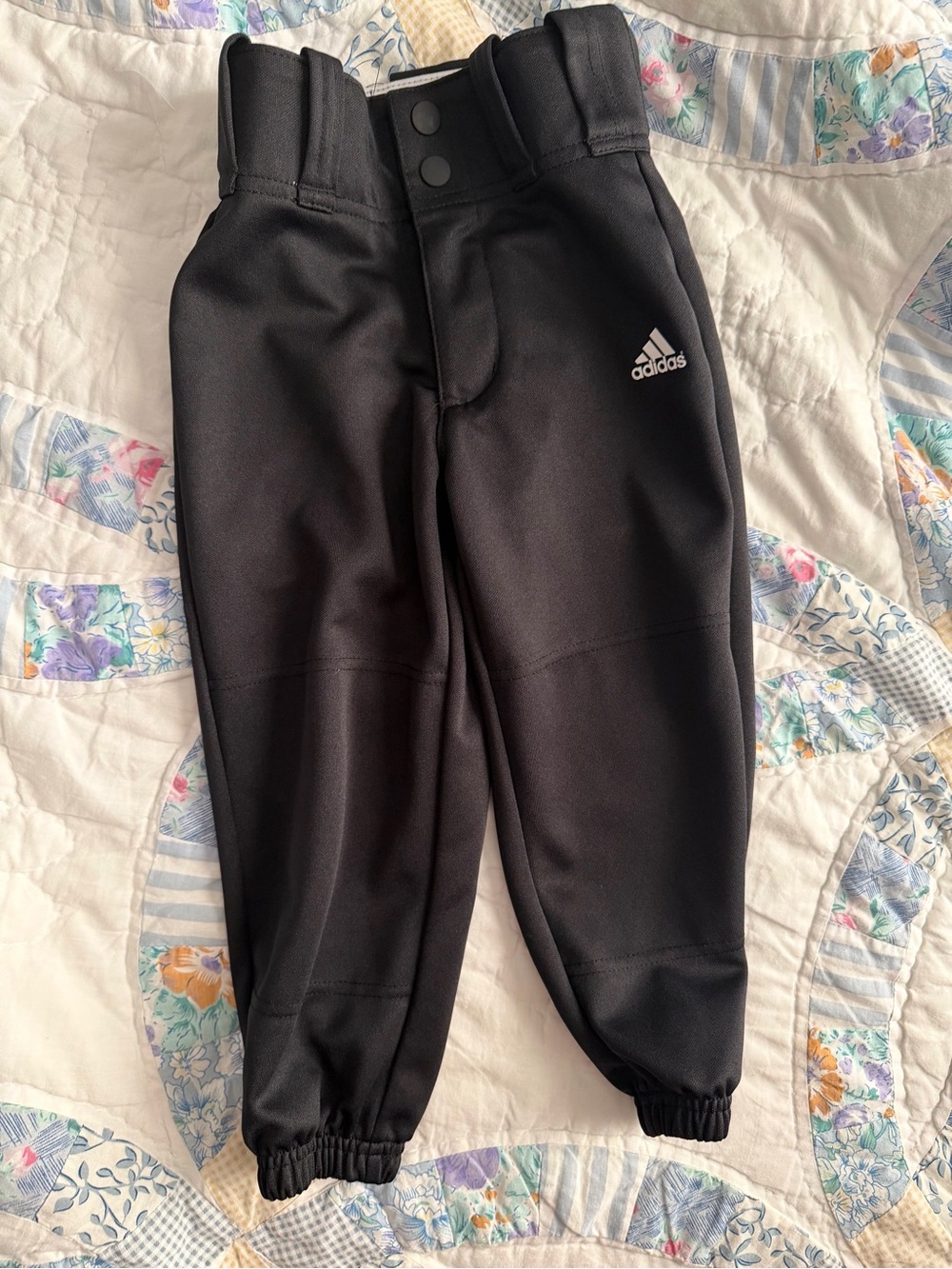 adidas Black Kids Athletic Joggers with Snap Waist